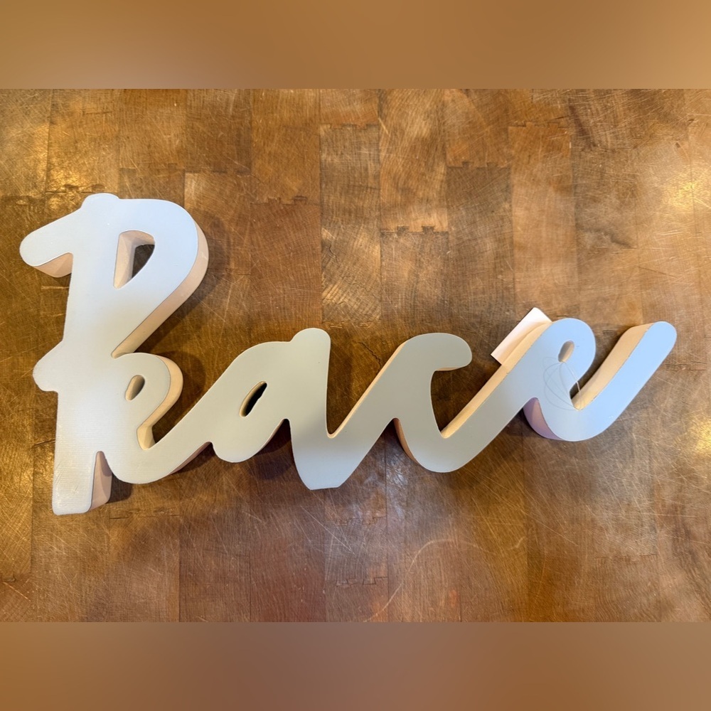 PEACE Script Wall Word Decor Sign in Light Blue by Holiday Homes Christmas NEW